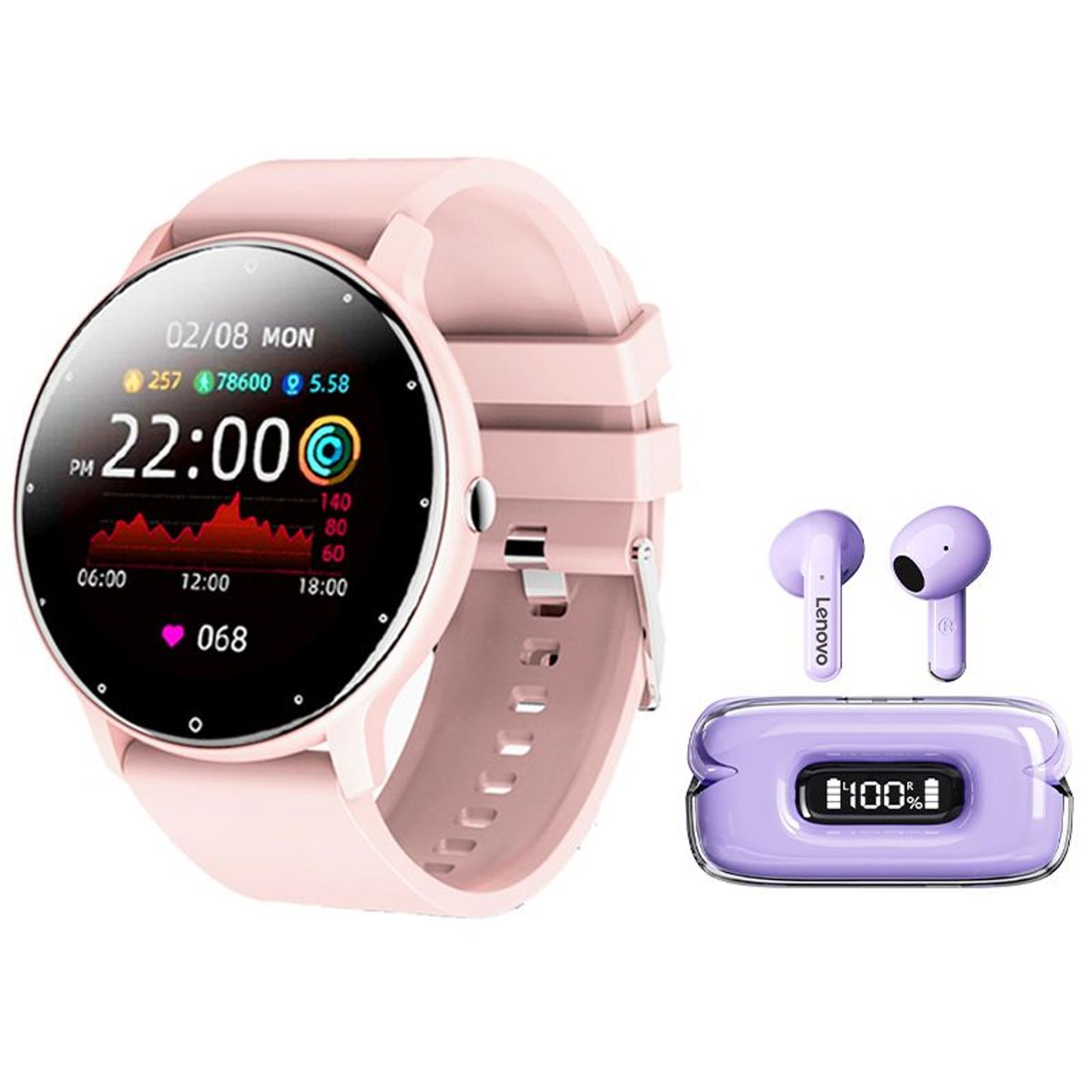 LENOVO - Lenovo X15 II De Audífonos tws-Morado y Toumi Watch Fit 2-Rosa