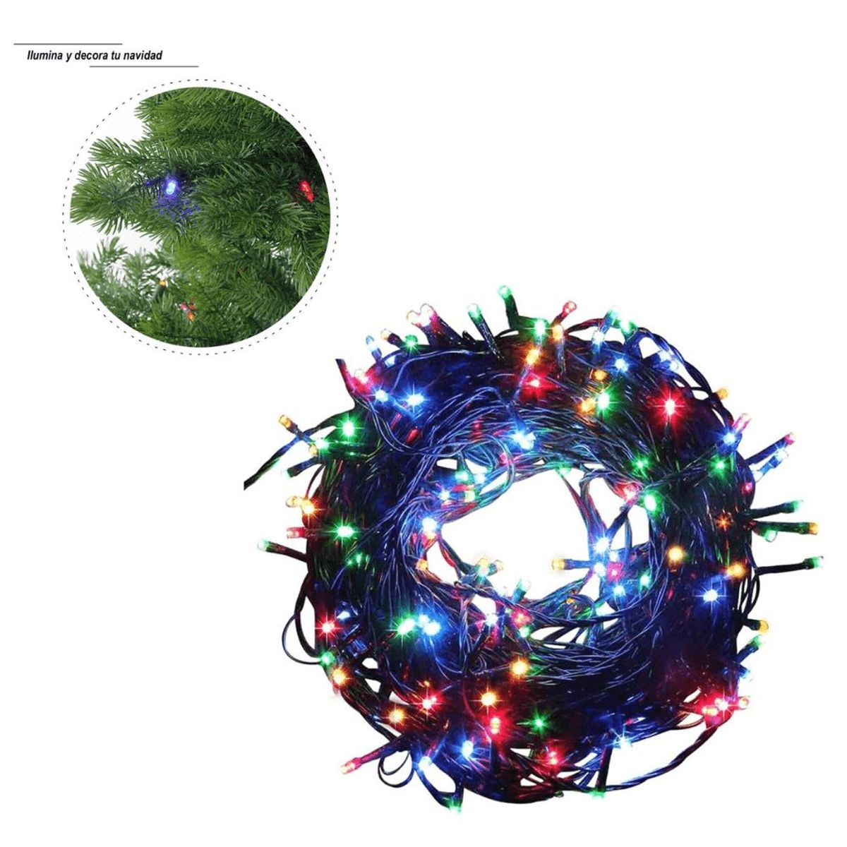 GENERICO - Luces para Árbol 300 Led 5 Secuencias Color Multicolor x 300