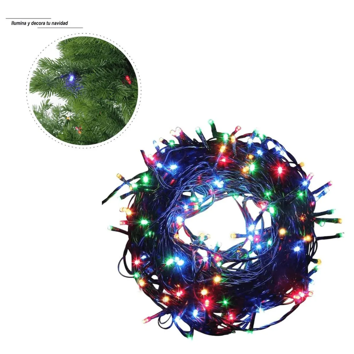 GENERICO - Luces para Árbol 300 Led 5 Secuencias Color Multicolor x 300