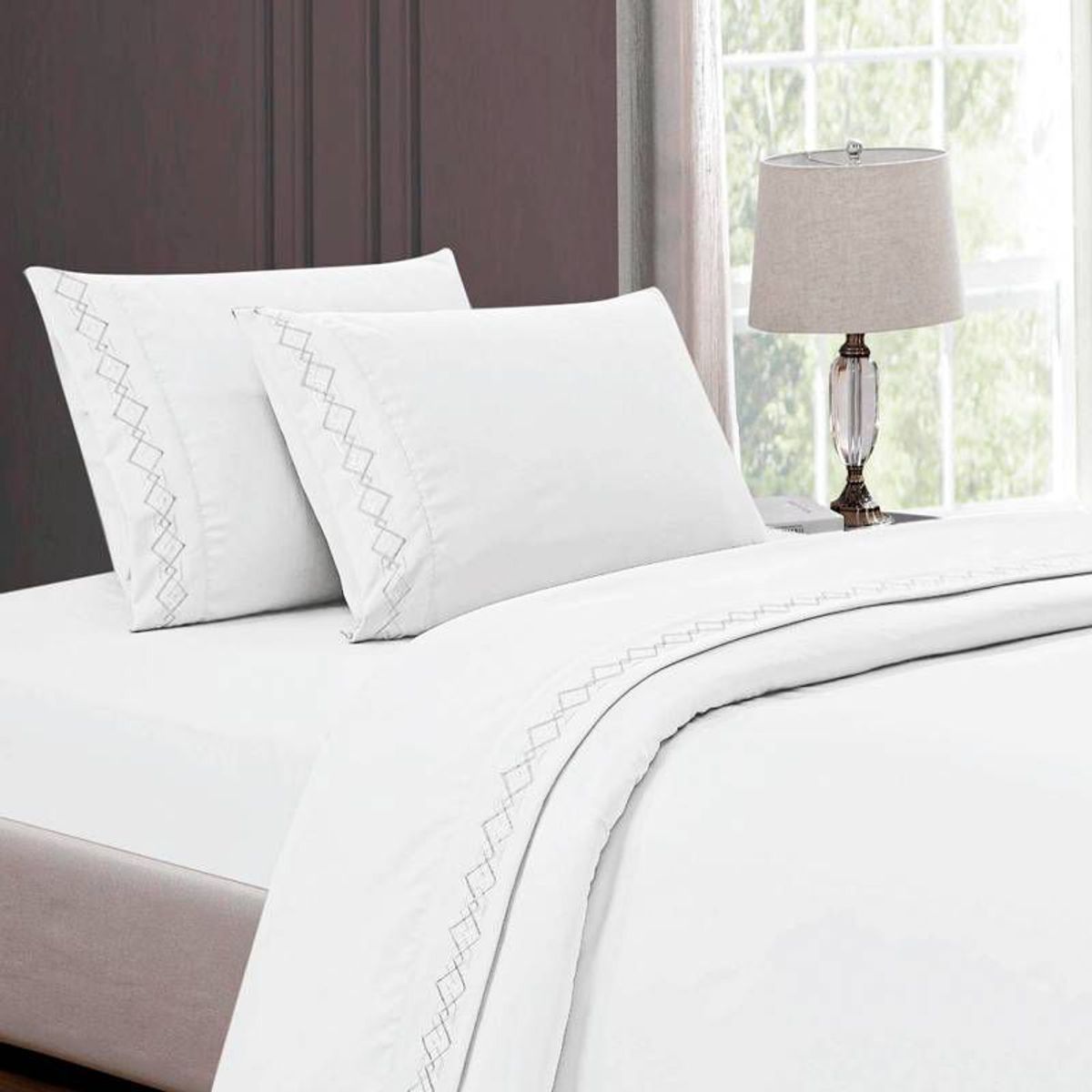 CASATEX - Juego de sabanas 2 plazas 100% algodón con bordado