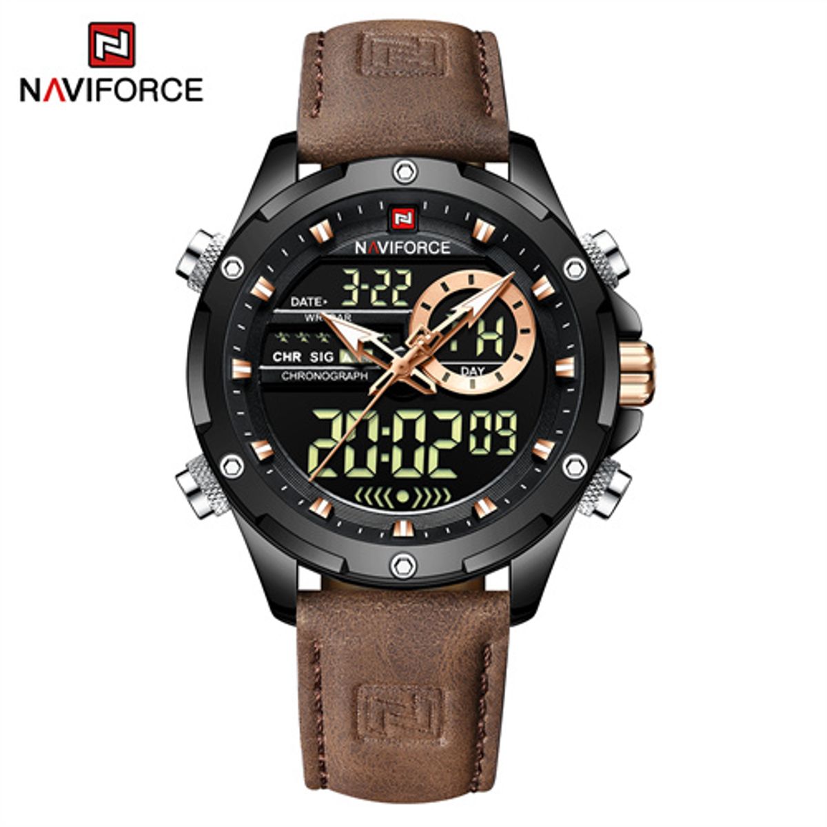 NAVIFORCE - RELOJ NAVIFORCE 9208 BROWN Analógico Digital Hombre Cuero