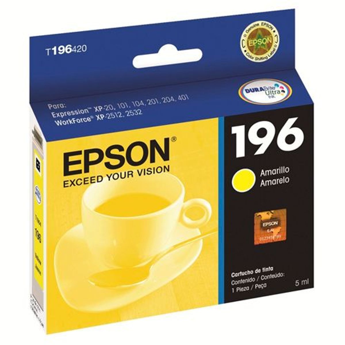 EPSON - CARTUCHO AMARILLO 196 EPSON xp 211 401 101 104 wf 2512 2532