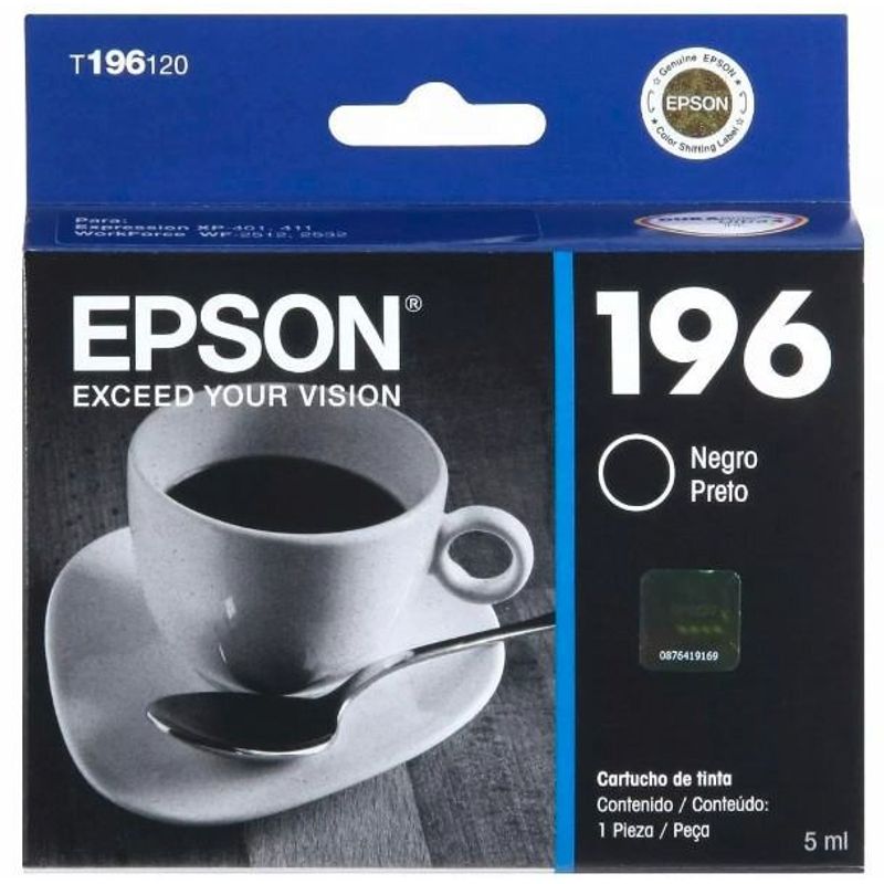 EPSON - CARTUCHO EPSON NEGRO 196 T196 XP 401 WF 2512 WF 2532.