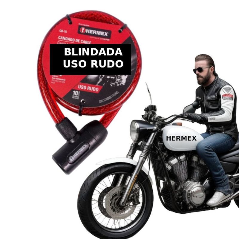 HERMEX - Cadena Candado Llave Seguridad Hermex Truper Cb-20 Uso Rudo
