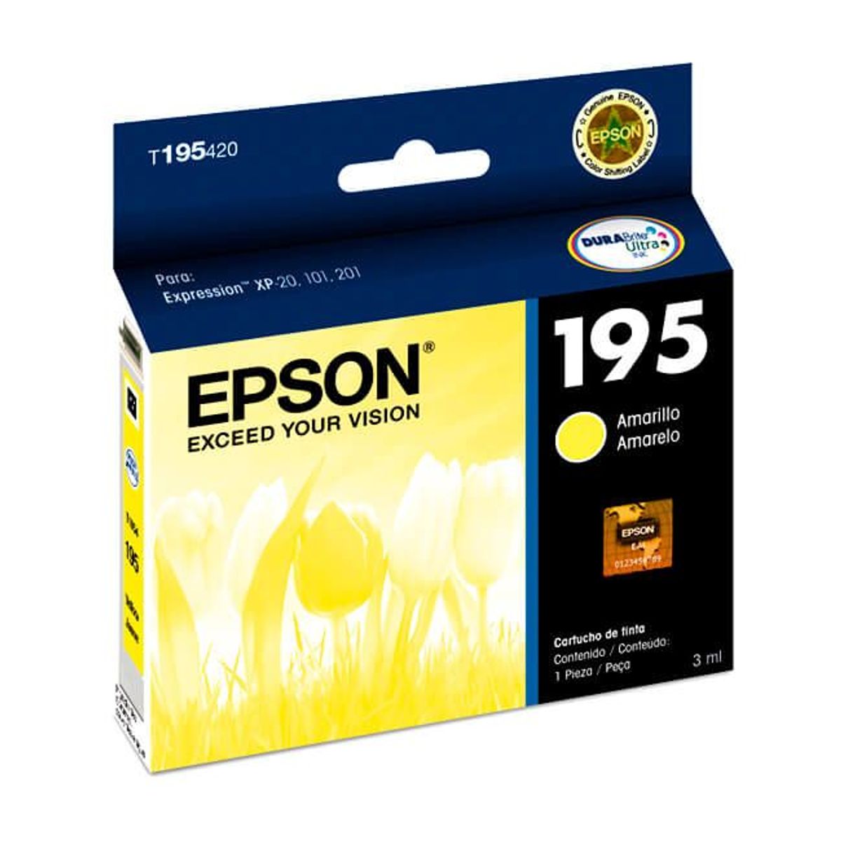 GENERICO - CARTUCHO EPSON 195 AMARILLO XP20 XP101 201 204 XP-211 214COMPATIBLE