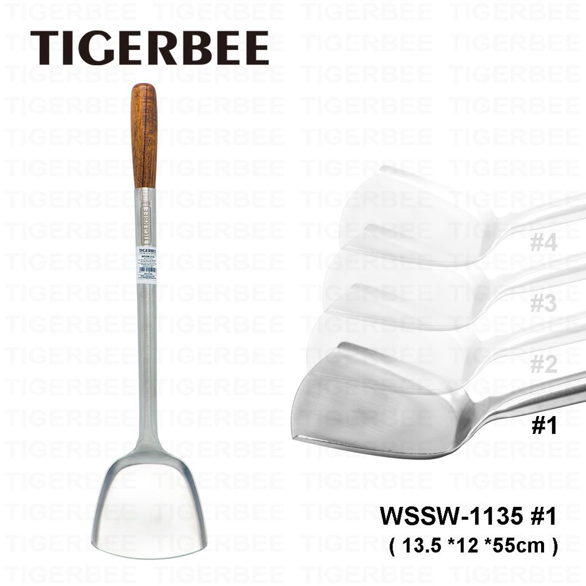 TIGERBEE - ESPATULA DE ACERO INOX CON MANGO DE MADERA  "SIZE 1"