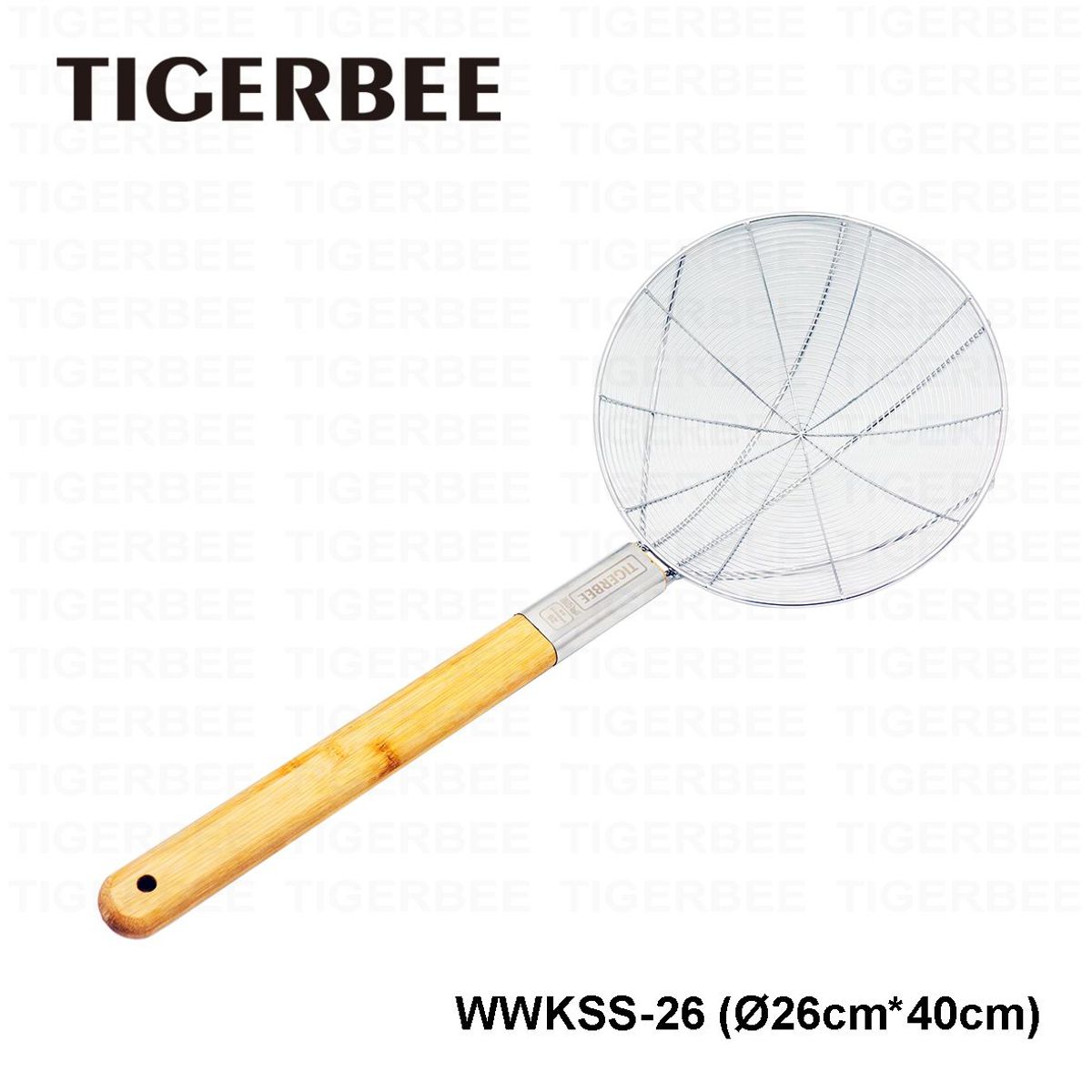 TIGERBEE - COLADOR DEALAMBRE DE ACERO INOX CON MANGO DE MADERA DE 26 CM