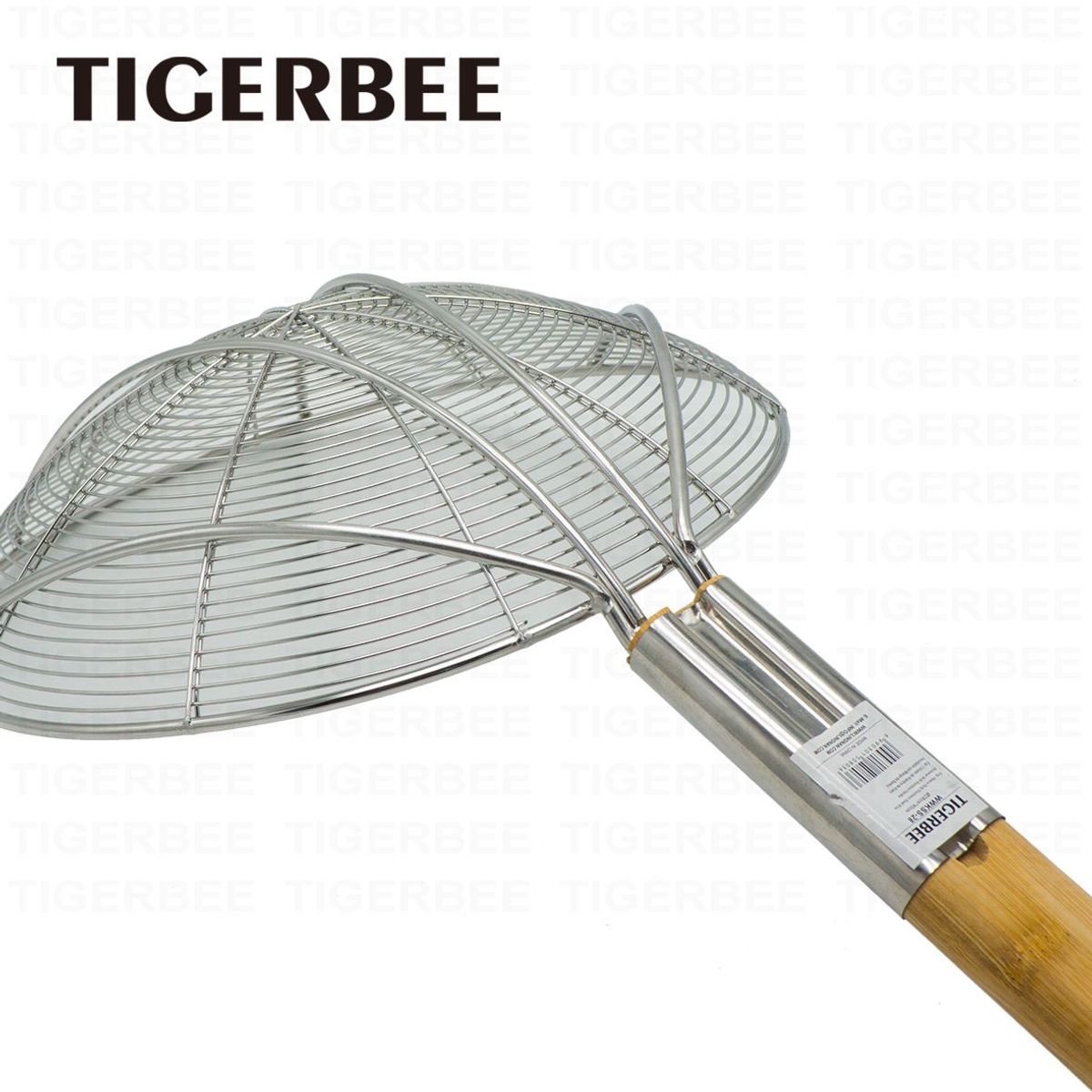 TIGERBEE - COLADOR DEALAMBRE DE ACERO INOX CON MANGO DE MADERA DE 26 CM