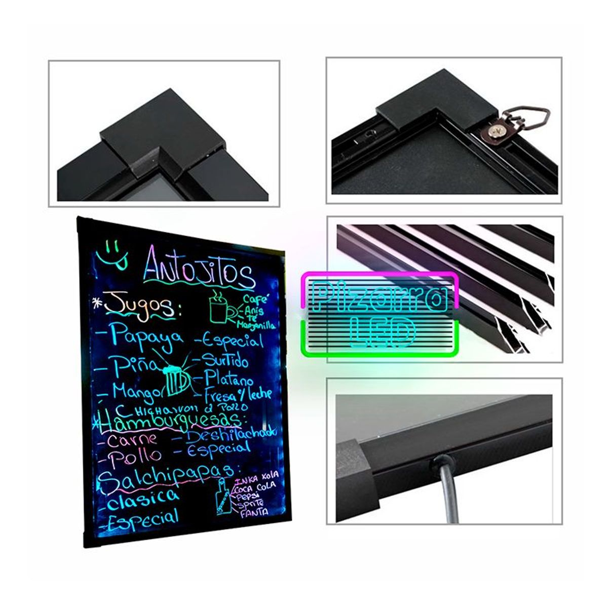 GENERICO - Pizarra led tamaño 80 x 60