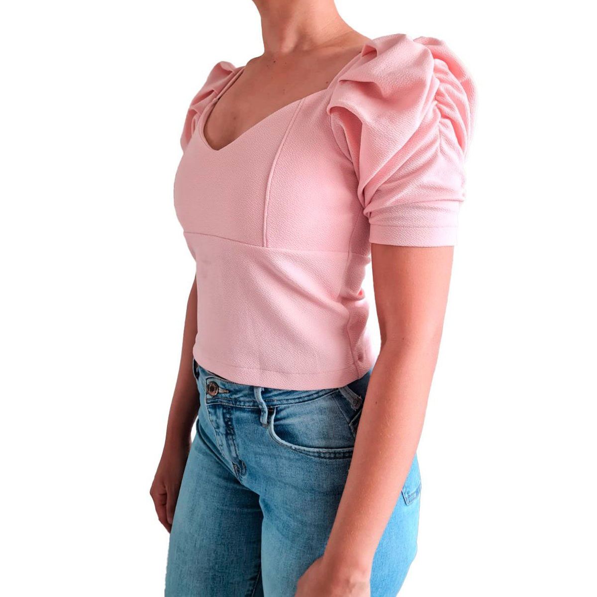 GENERICO - Blusa Mujer Bustier mangas abullonadas- Nathalie Love It - Rosado