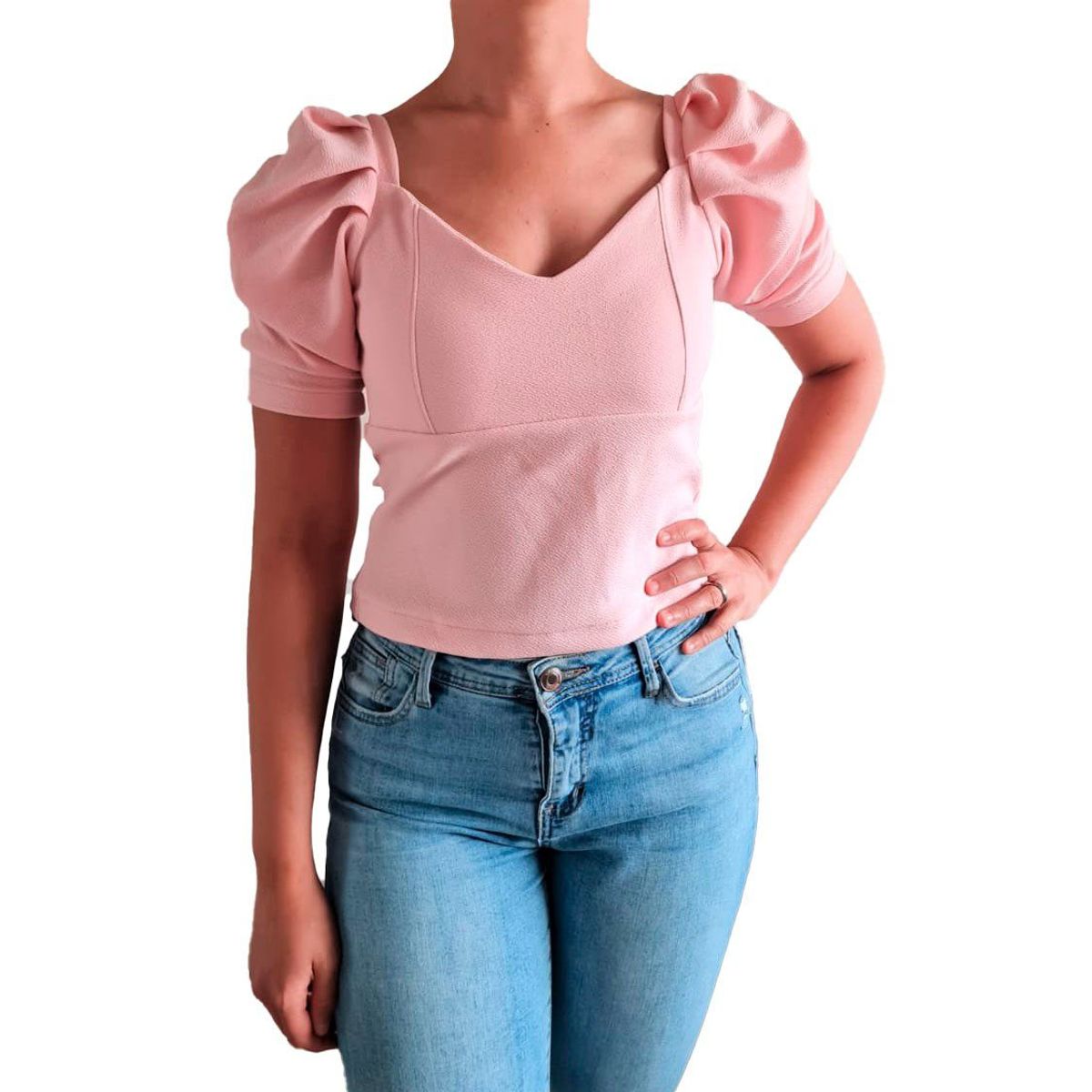 GENERICO - Blusa Mujer Bustier mangas abullonadas- Nathalie Love It - Rosado