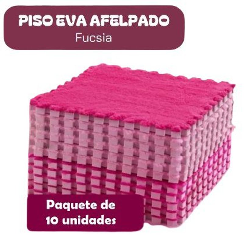 GENERICO - PISOS DE GOMA EVA AFELPADO FUSCIA PARA JUEGOS - 10 PIEZAS