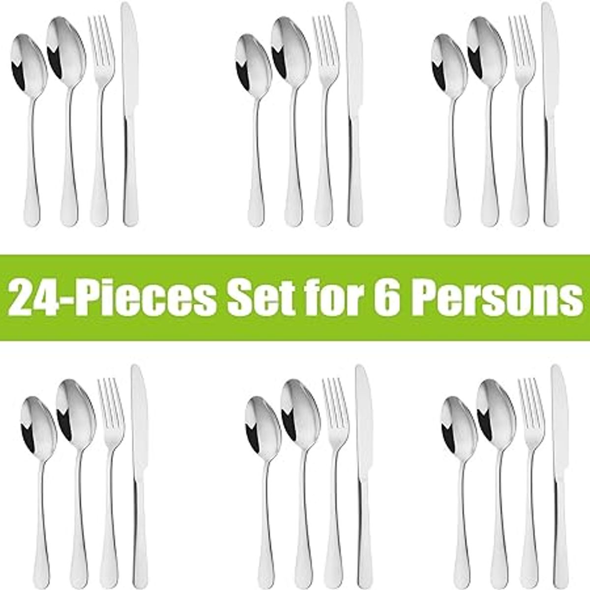 GENERICO - Juego de cubiertos plateado de 24 piezas
