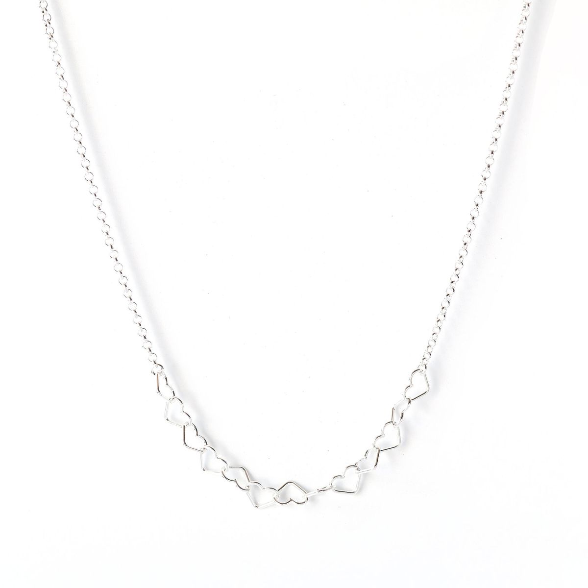 AMBAR JOYERIA - Collar de Plata 925 Corazones Entrelazados Roli Silver