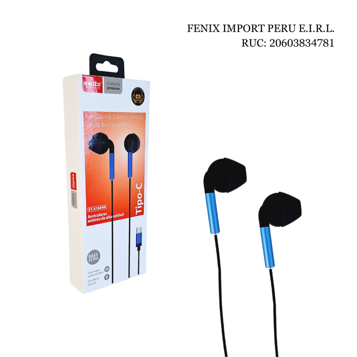 EWTTO - Audífono Estéreo de alta calidad Tipo C EWTTO Azulino