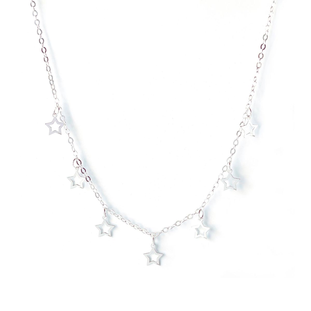 AMBAR JOYERIA - Collar de Plata 925 Estrellitas en Cascada Silver