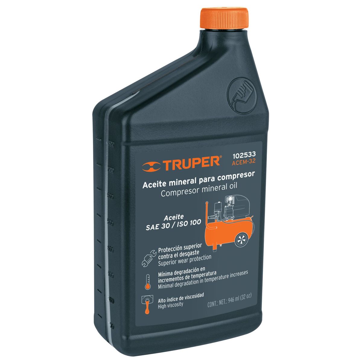 TRUPER - Aceite para compresor 1000ml aceite mineral  34oz Truper