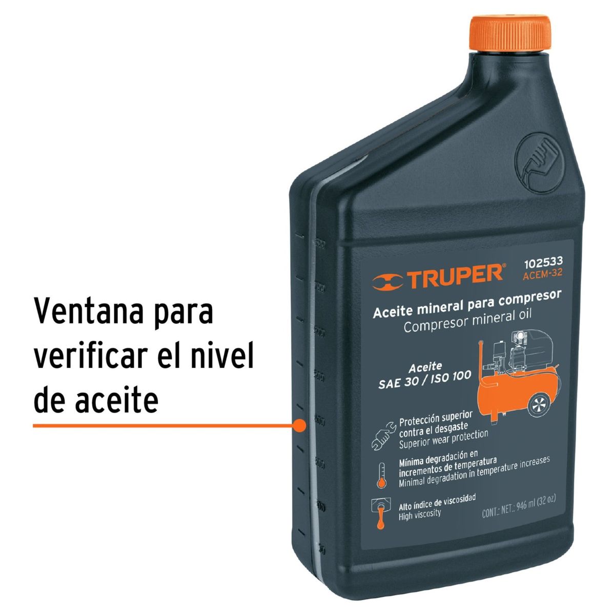 TRUPER - Aceite para compresor 1000ml aceite mineral  34oz Truper