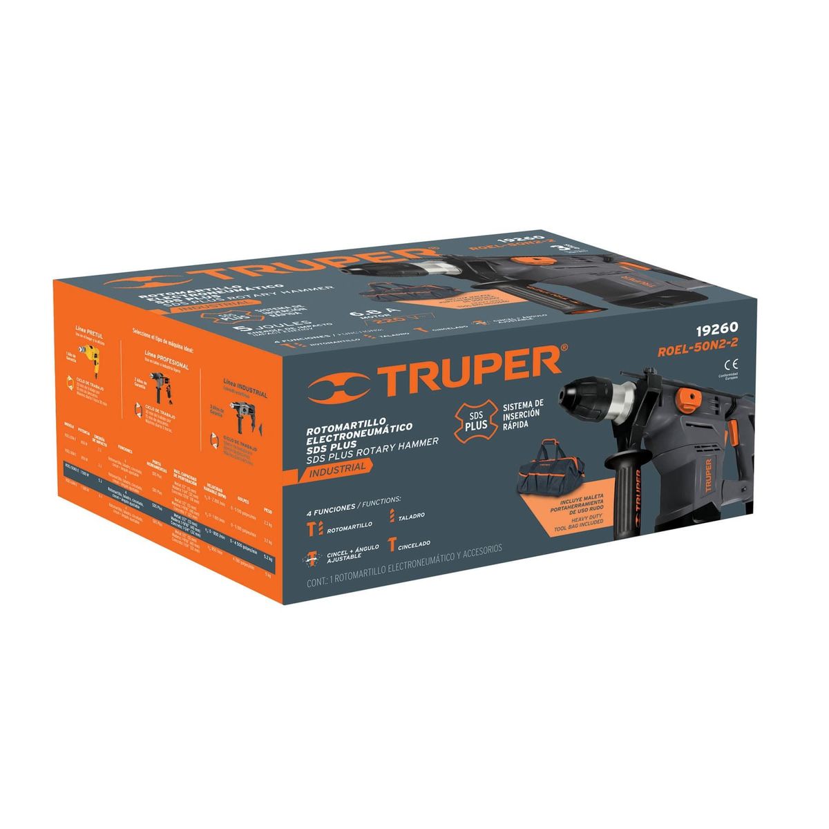 TRUPER - Rotomartillo electroneumático SDS plus 5.0 Joules 220 V