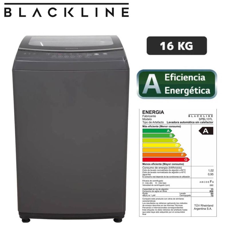 BLACKLINE - Lavadora Blackline Smart  Carga Superior 16Kg SPBL16TL Gris Oscuro