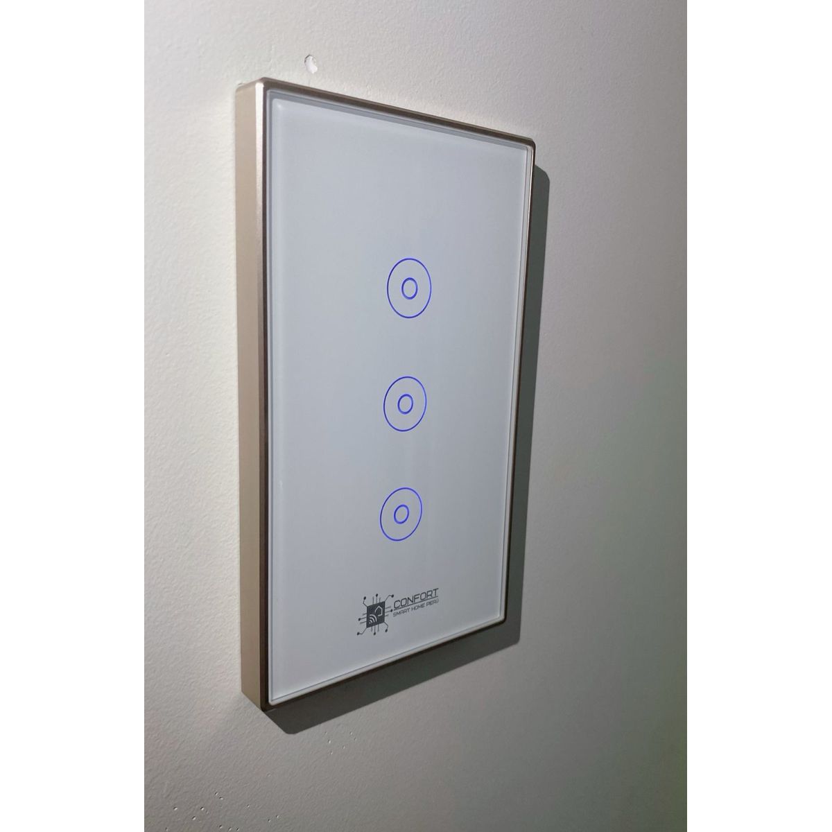 CONFORT - Interruptor Smart Touch Wifi 3 Canales De Marco Metal Inoxidable