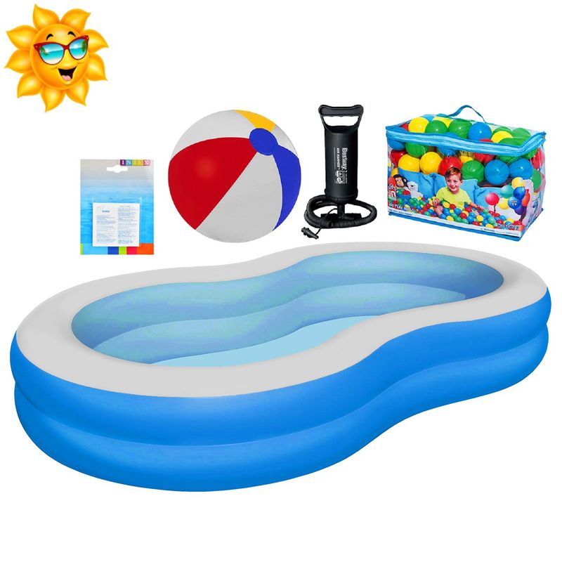 BESTWAY - Combo Piscina Ondulada 262x157 100Pelotas Inflador Diversion Familiar