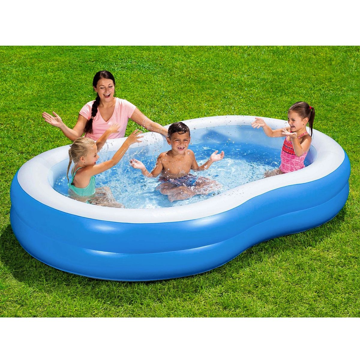 BESTWAY - Combo Piscina Ondulada 262x157 100Pelotas Inflador Diversion Familiar
