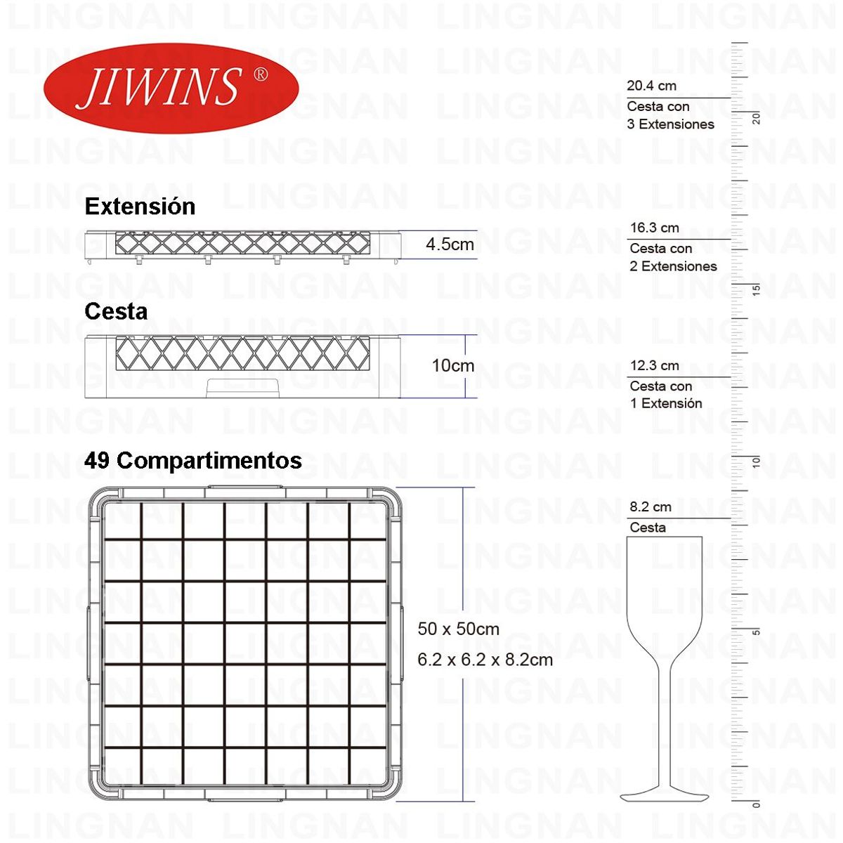 GENERICO - EXTENSION DE CESTA PARA VASOS 49 COMPARTIMIENTOS