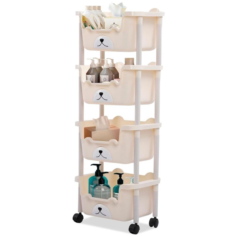 MINARI - Carrito Estante Organizador de Baño 4 Niveles Multifuncional FH4