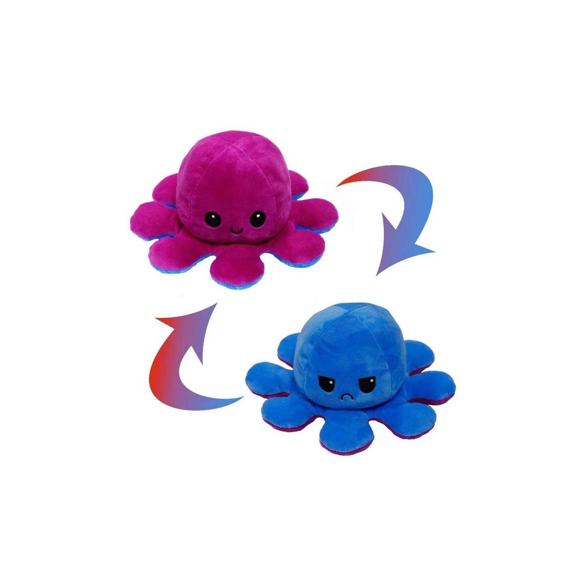 GENERICO - PELUCHE PULPO REVERSIBLE FELIZ O ENOJADO COLORES VARIADOS