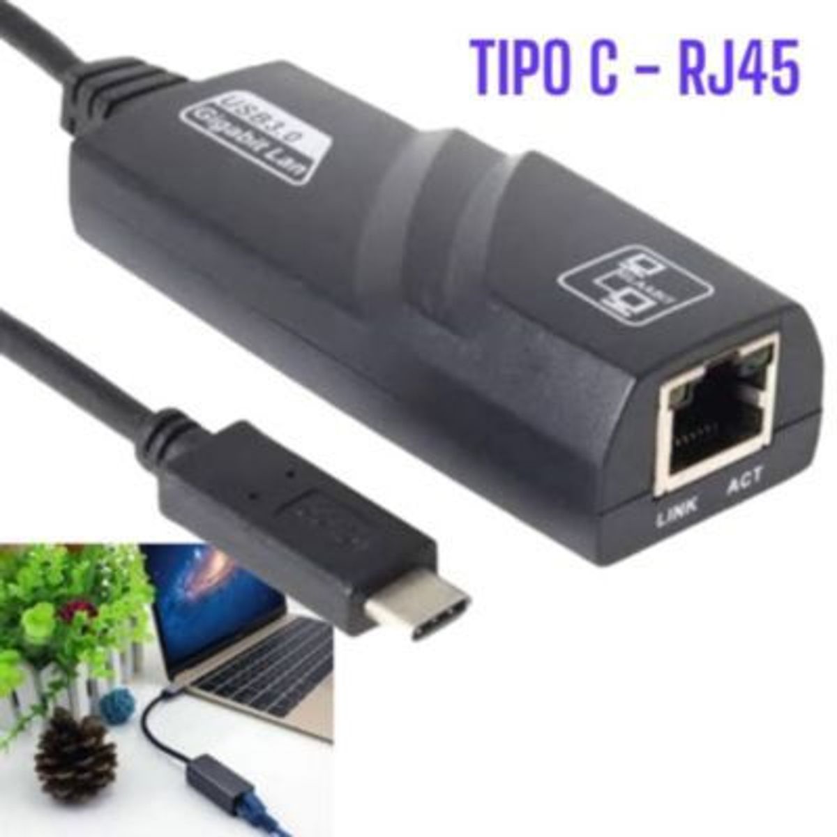 OEM - Adaptador de Red RJ45 LAN a Tipo C Thunderbolt 3 Ethernet Red