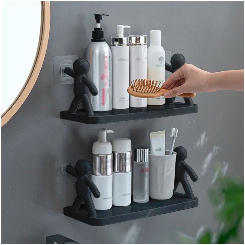 MINARI - Estante Organizador Humanoide de Baño Tocador 2 PISOS Negro 471F