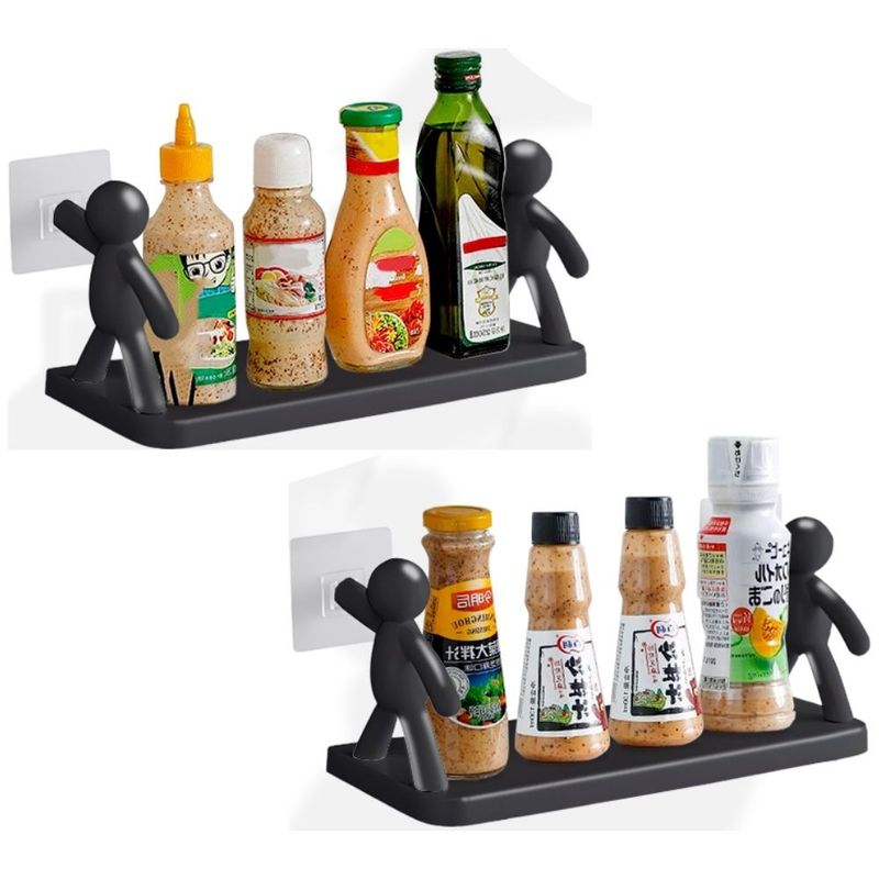 MINARI - Estante Repisa Organizador Humanoide de Cocina 2 PISOS Negro 471F
