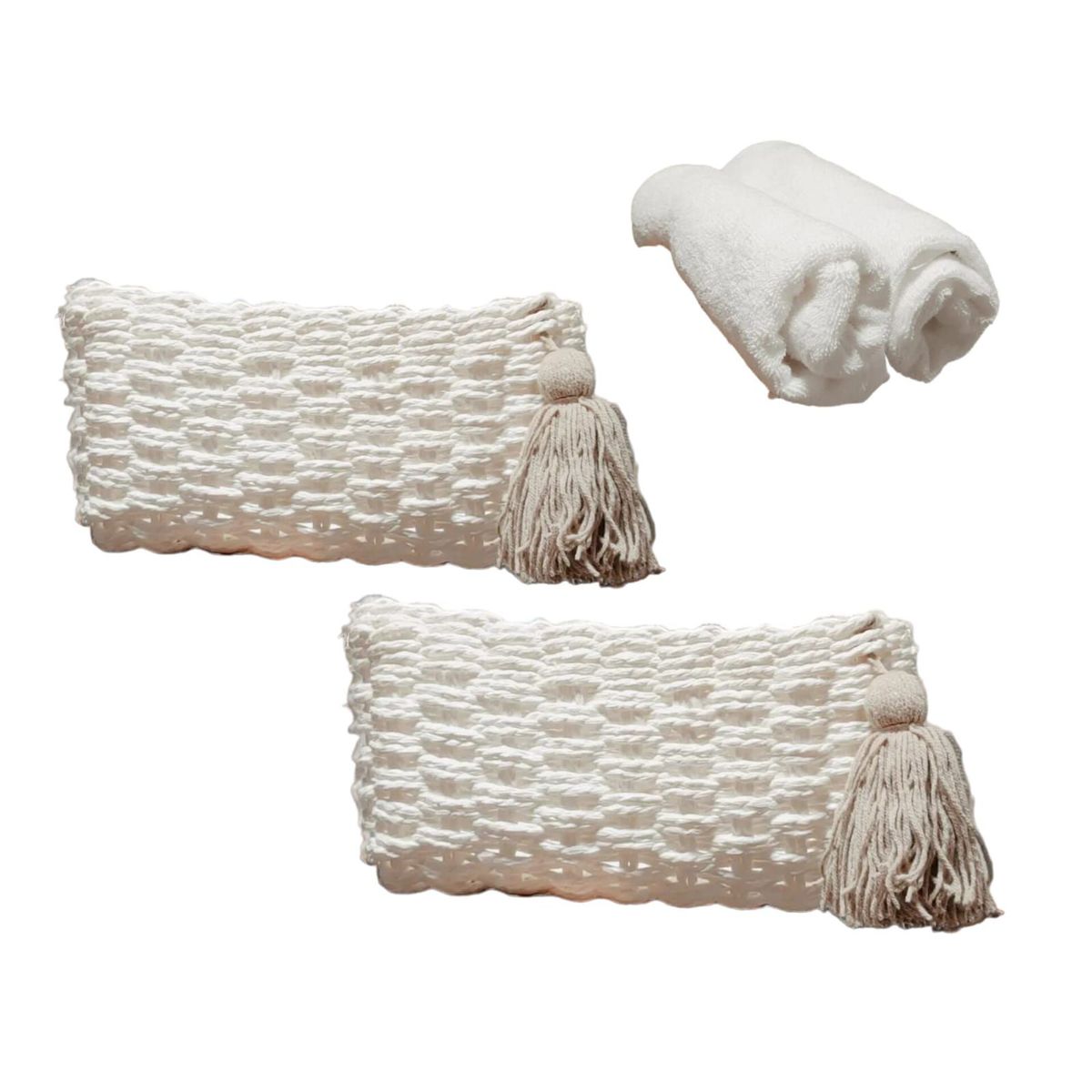 GENERICO - Set De Organizadores Perla Cesto De Baño + 2 Toallas De Cara