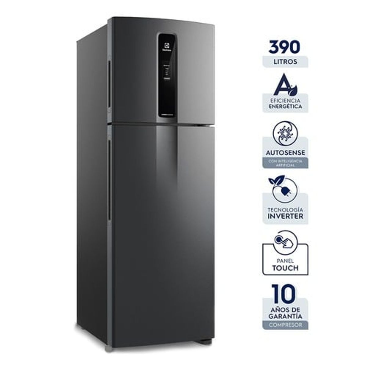 Refrigerador Top Freezer Efficient con AutoSense Black Inox Look 390L IF43B Electrolux, marca Electrolux - Foto 2
