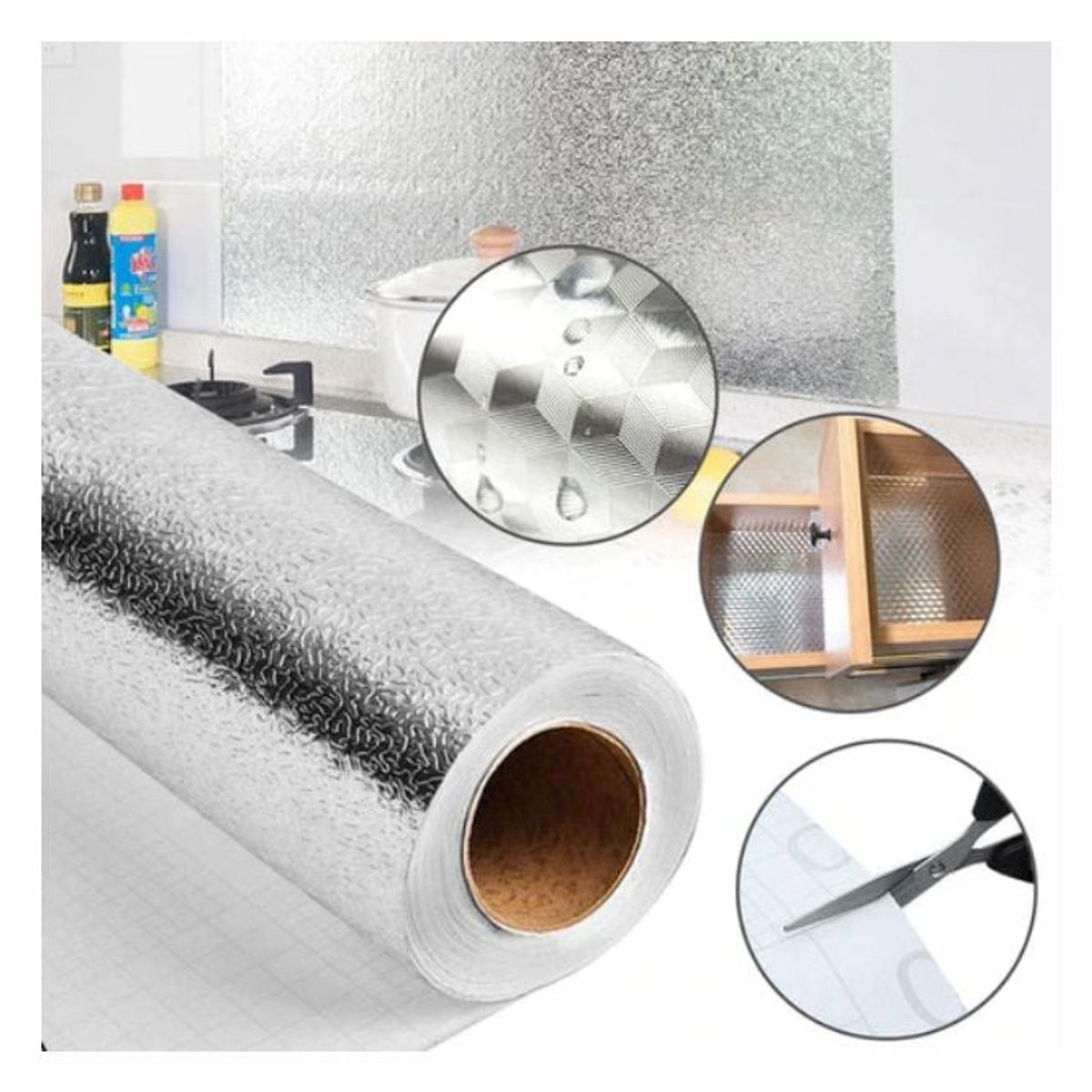 GENERICO - PAPEL ALUMINIO ADHESIVO RELIEVE - 5MTSx60CM - ANTIGRASA