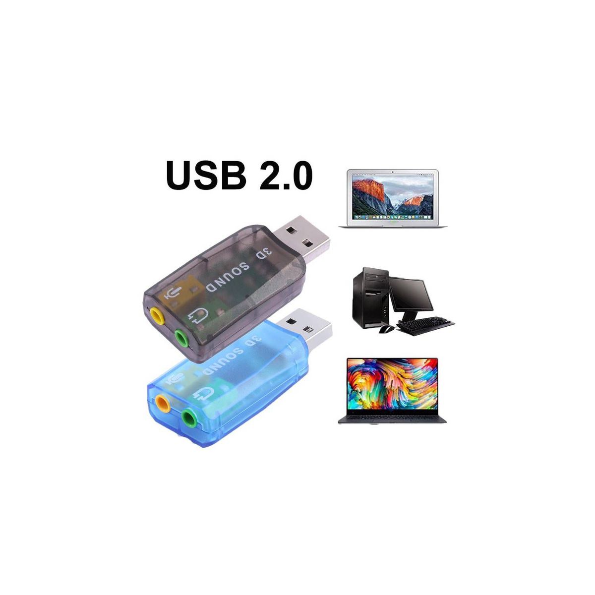 OEM - Tarjeta de Sonido Externo USB 5.1 Canales para PC