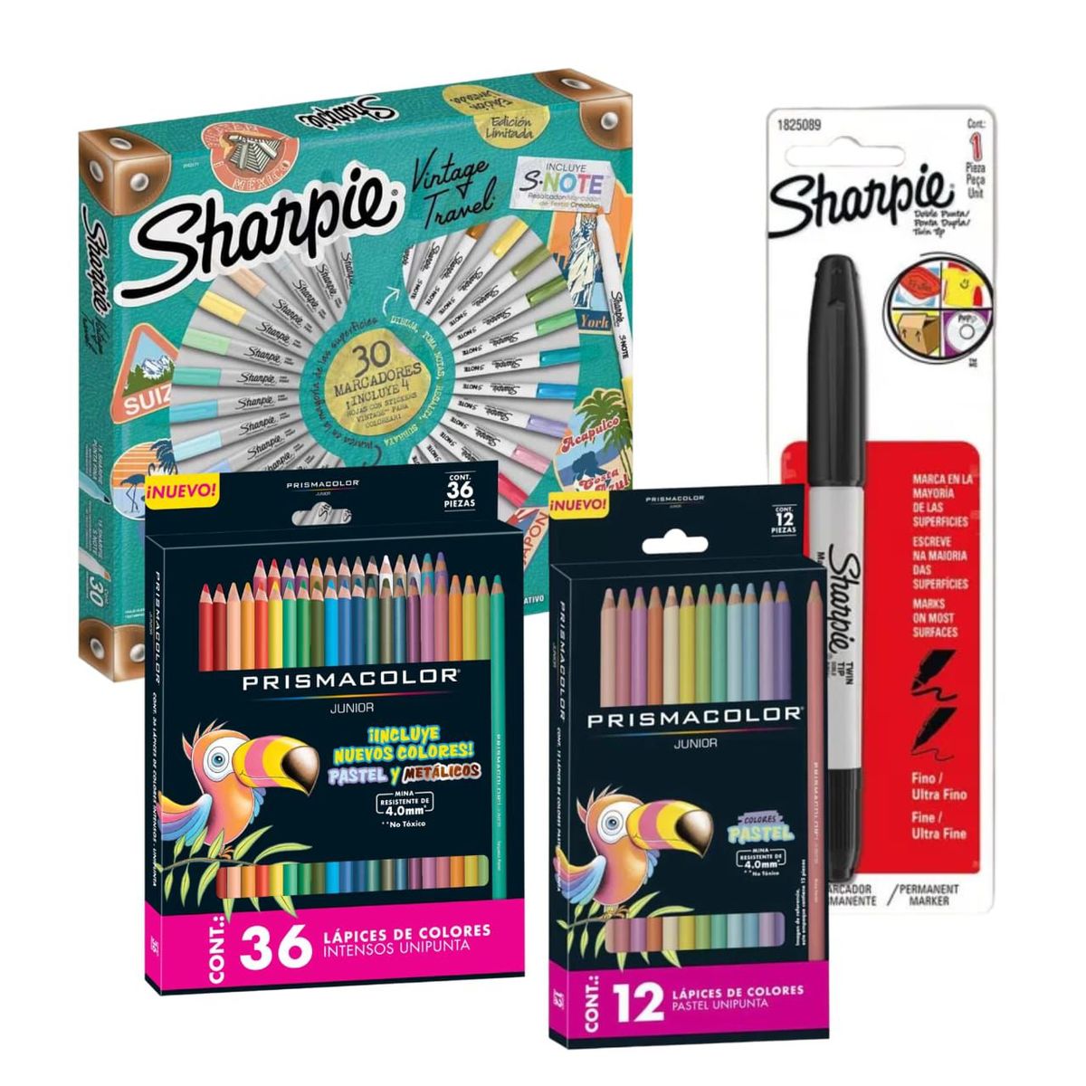 SHARPIE - Marcadores Sharpie Vintage x30 y Colores Prismacolor Junior