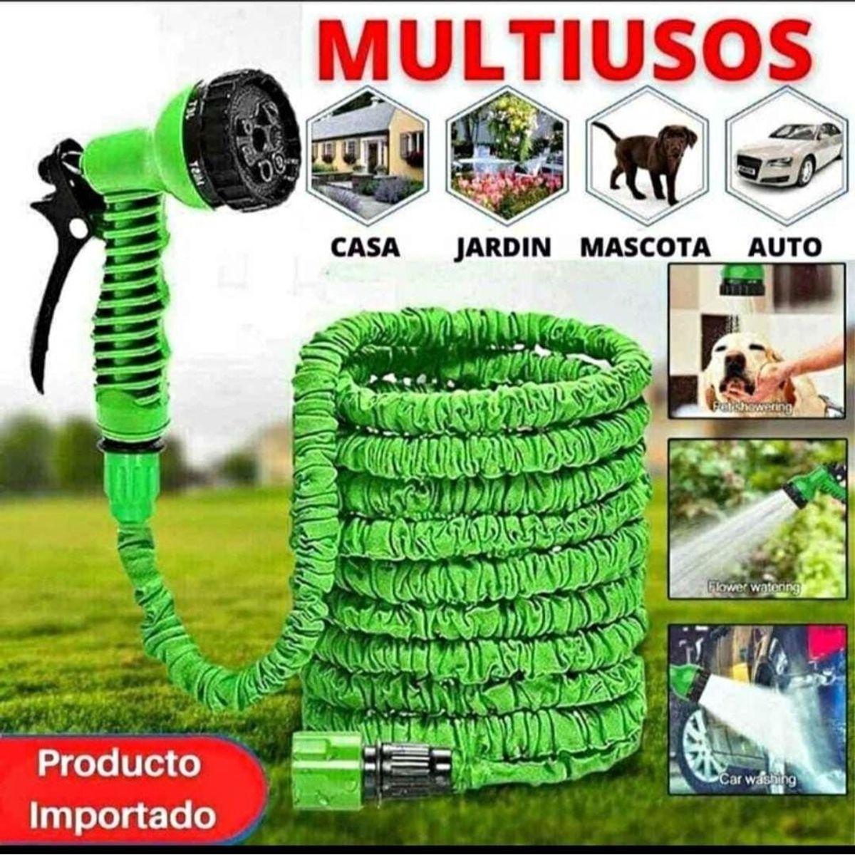 GENERICO - Manguera expandible 30mts con pistola de 7 chorros accesorios