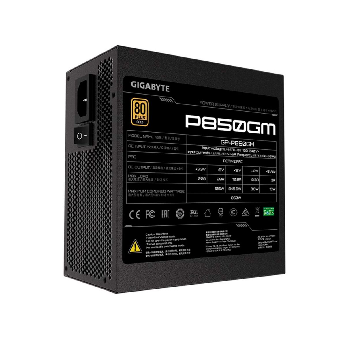 GIGABYTE - FUENTE PODER GIGABYTE GP-P850GM 850W 80 PLUS GOLD P/N:GP-P850GM