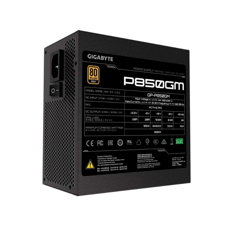 GIGABYTE - FUENTE PODER GIGABYTE GP-P850GM 850W 80 PLUS GOLD P/N:GP-P850GM