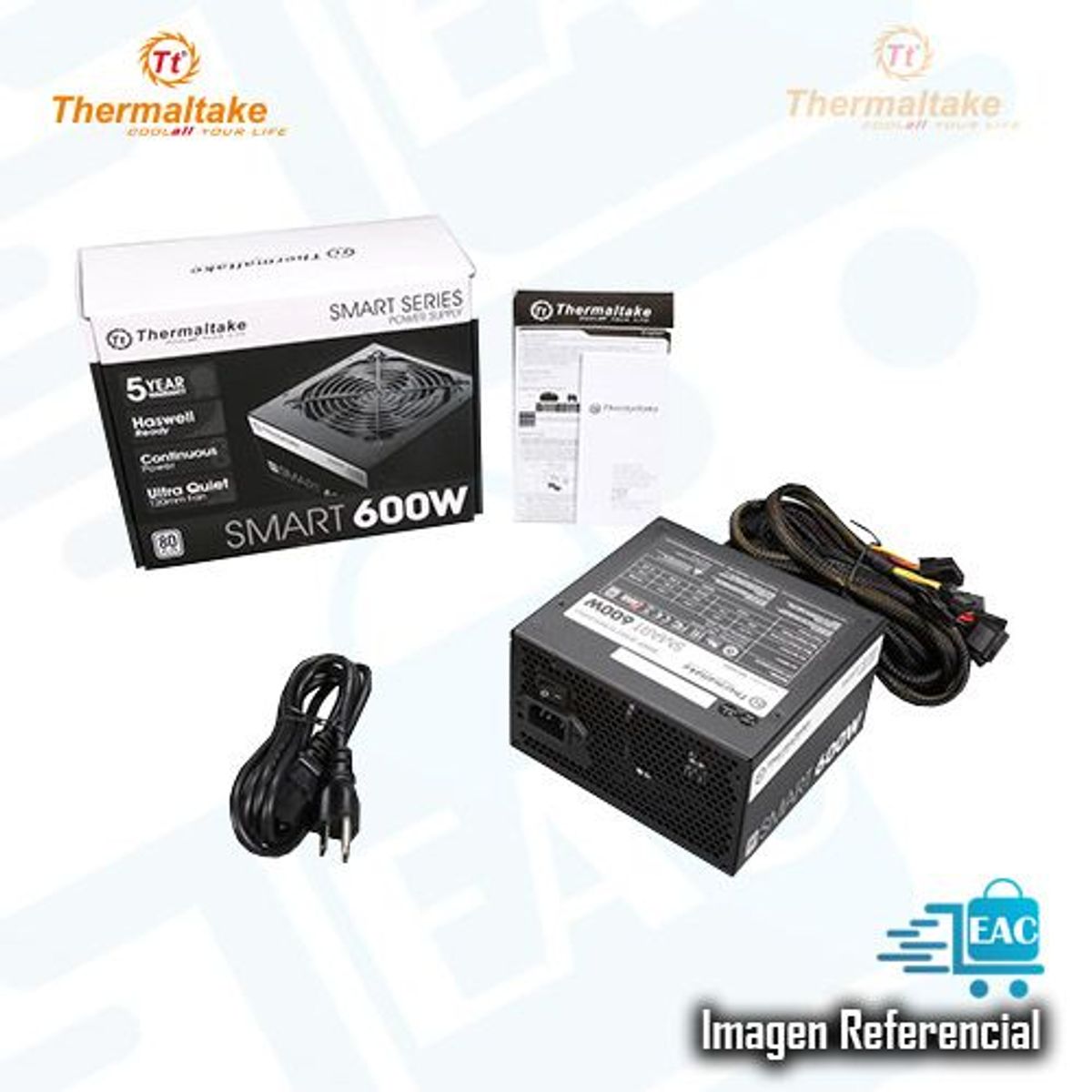 THERMALTAKE - FUENTE DE PODER THERMALTAKE SMART SPD-0600P 600W P/N: SPD-0600NPCWUS-W