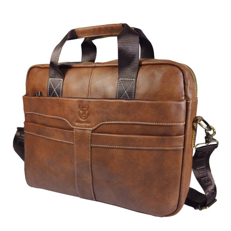 BULLCAPTAIN - Maletin Maleta cuero genuino Bullcaptain Marron para Hombres