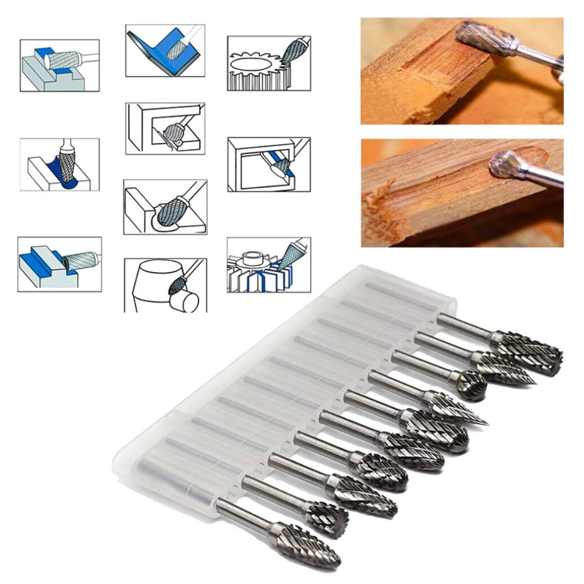 GENERICO - SET 10 LIMAS ROTATIVAS PARA METAL Y MADERA PARA DREMEL