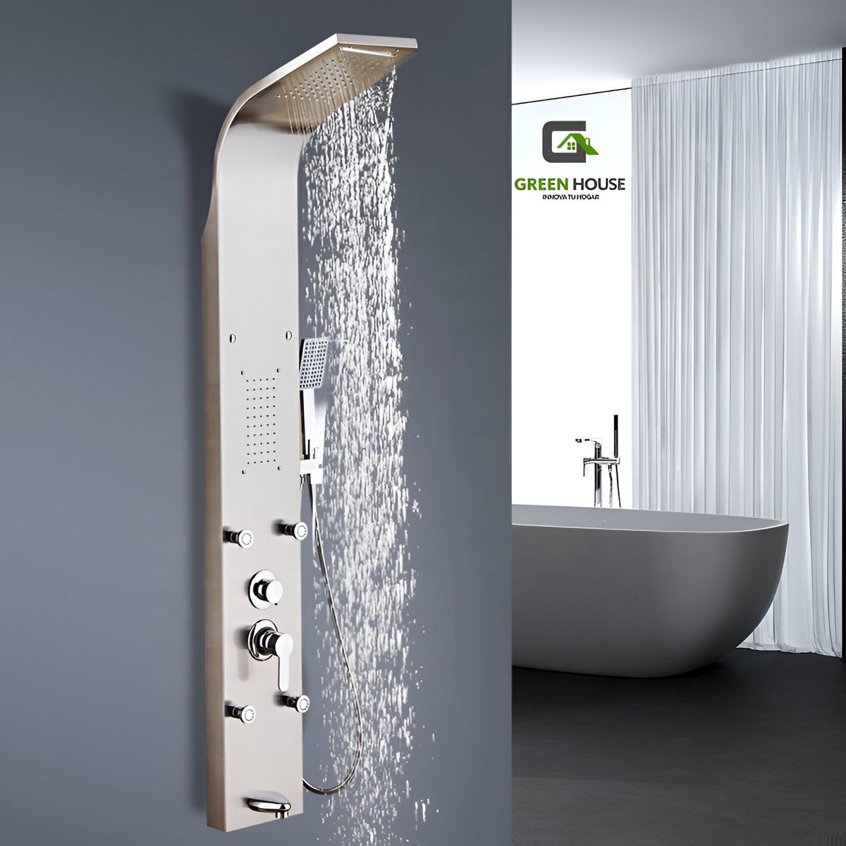 XM - COLUMNA DE DUCHA HIDROMASAJE SATINADO ACERO INOXIDABLE 4 HIDROJETH