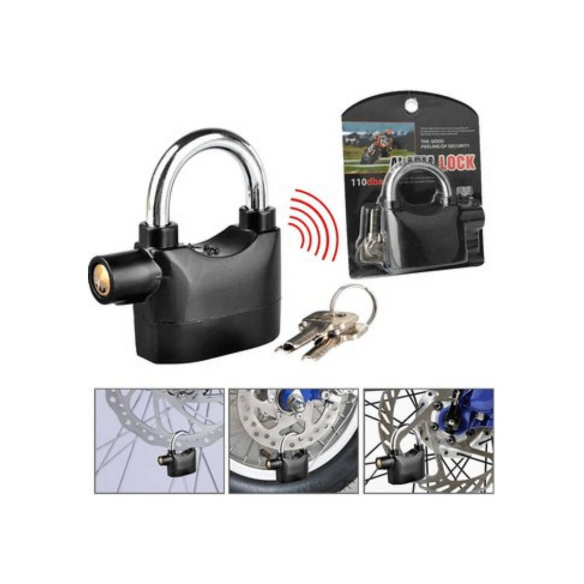 GENERICO - Candado con Alarma 110decibeles 110db