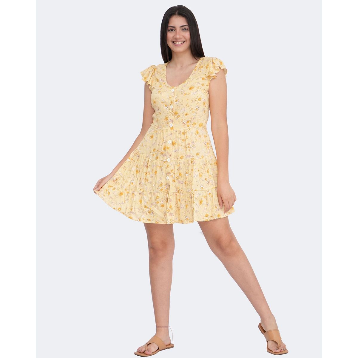 KAFA - Vestido Catalina con botones adelante y mangas KAFA