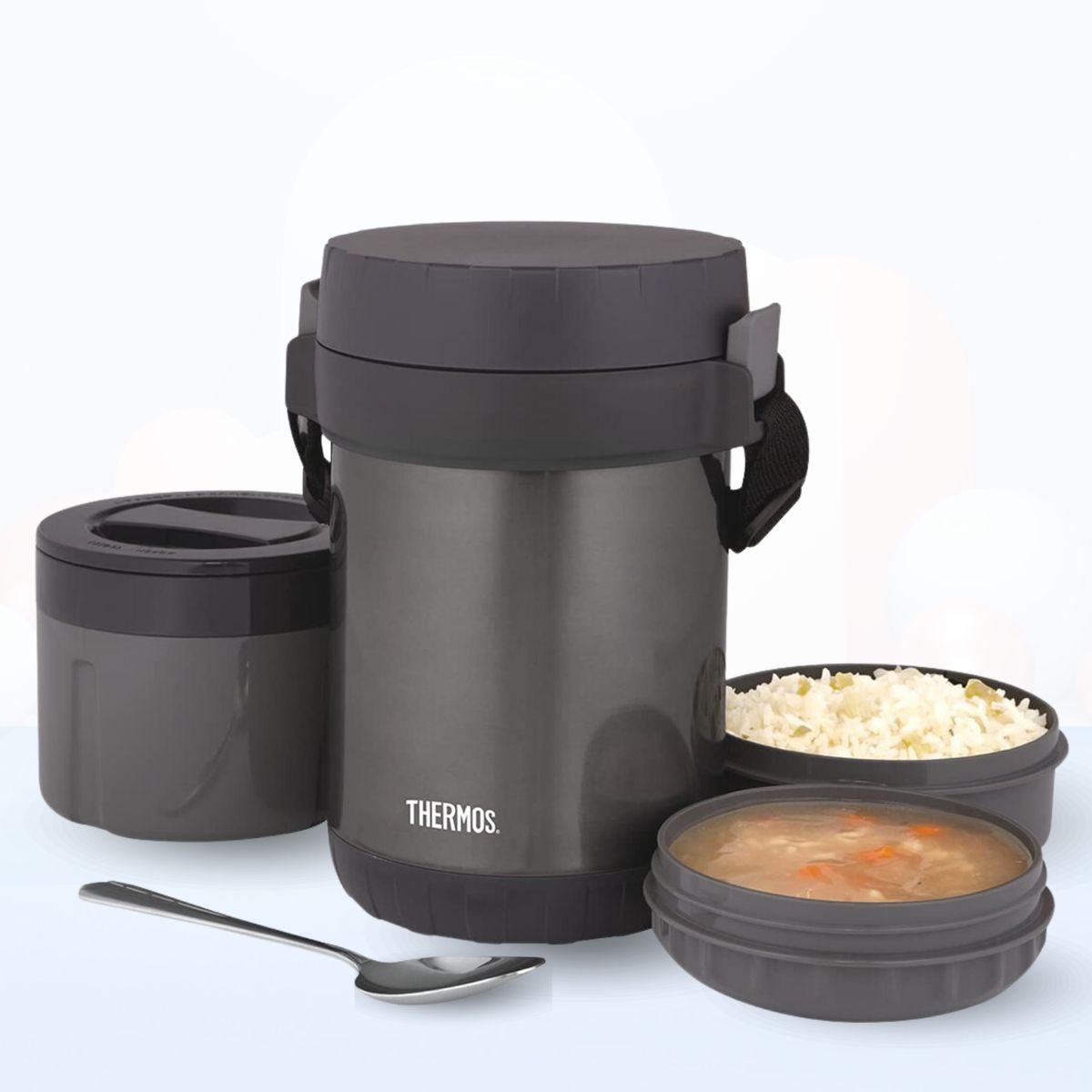 THERMOS - Termo de Comida Tres Divisiones VIANDA 1.8 L Negro