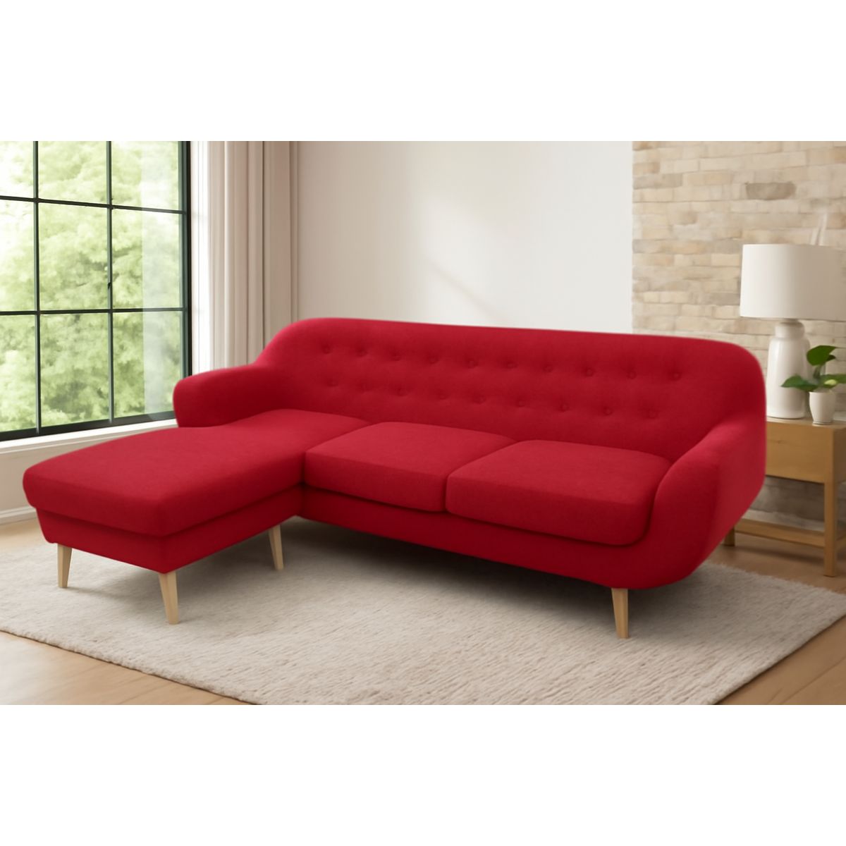 GENERICO - Sofá 3 Cuerpo Brema - Rojo + Banqueta de Regalo