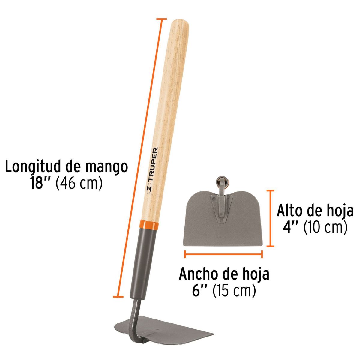 TRUPER - Azadón jardinero tomatero corto lampa de cultivo mango 18 Truper
